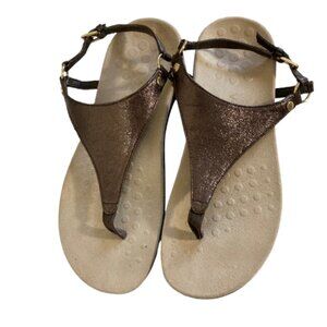 Vionic Kirra Sandals Metallic Bronze Thongs Orthopedic Flats Slingback, size 7.5